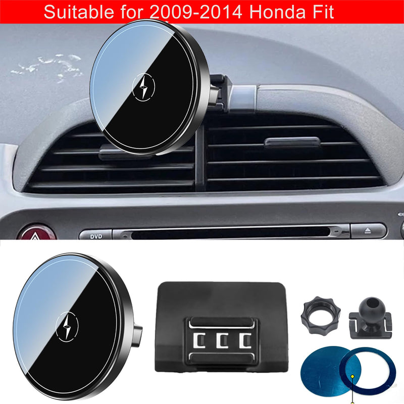 15W Magnetic Wireless Charging Car Mount Exclusive Snap-On Holder for Honda Fit 2009-2014 Accessories Dedicated Phone Stand Compatible with MagSafe for iPhone 12-17 Series Honda Fit for 2009-2014