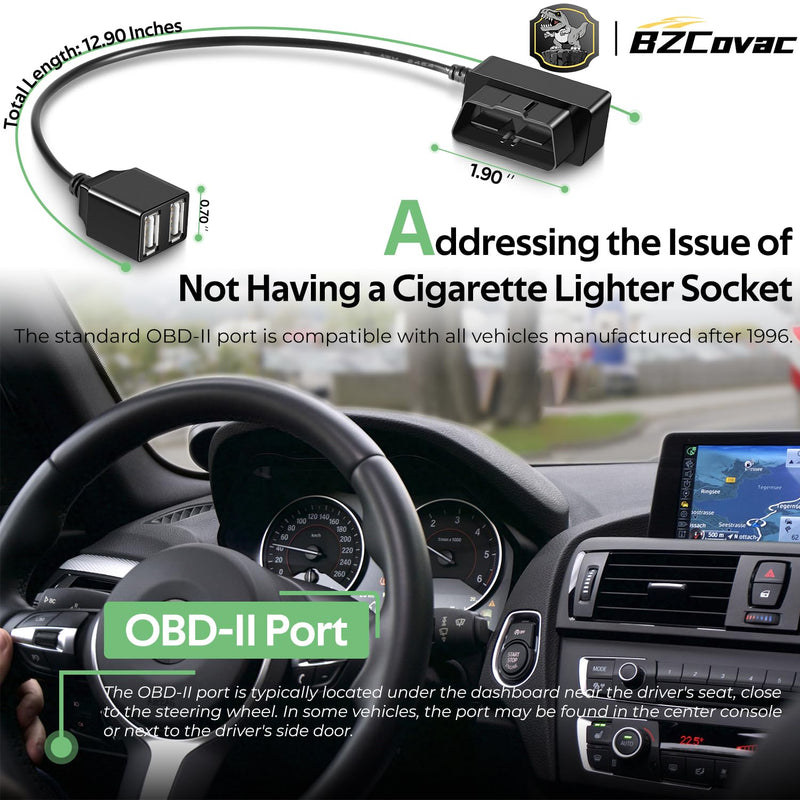 [AUSTRALIA] - Constant Power Cable for Garmin Dash Cam, OBD-II Port Adapter with Dual USB for Car Charging, Supports Multiple Parking Modes 