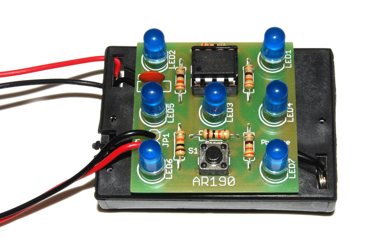 ArliKits AR190/B Electronic Cube with 7 Blue Flashing LEDs Great Fun Electric Cube Replacement Simple Soldering Kit