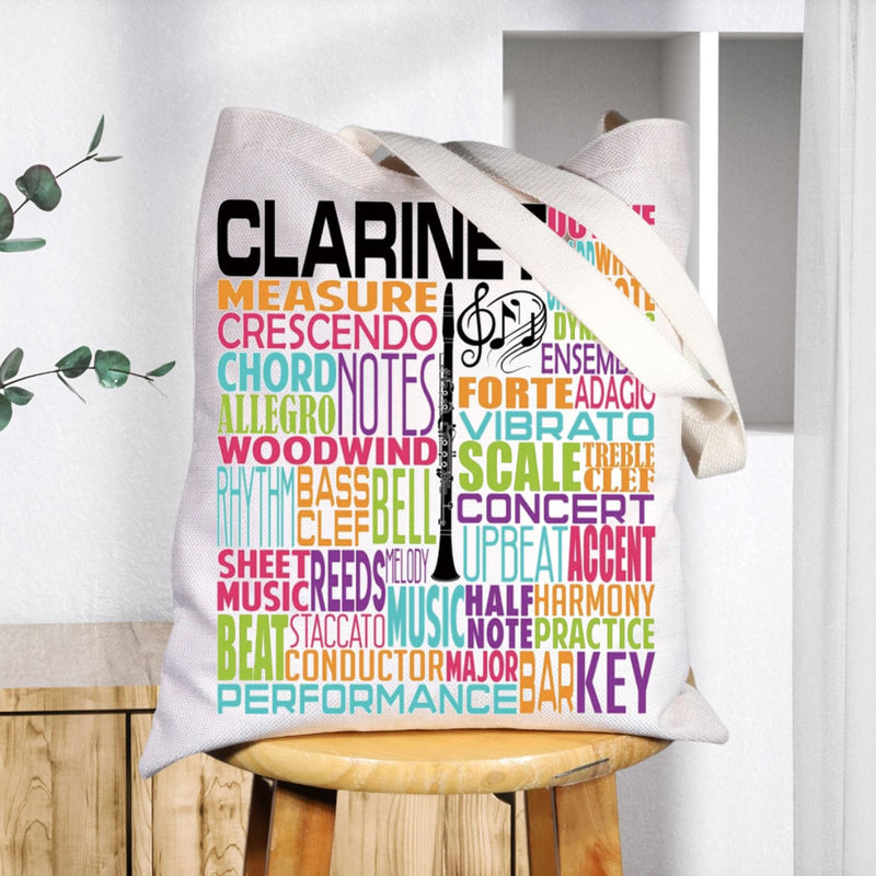 [AUSTRALIA] - Clarinet Player Tote Bag Clarinetist Gifts Clarinet Player Gifts Musician Tote Bag Clarinetist Band Shoulder Bag 