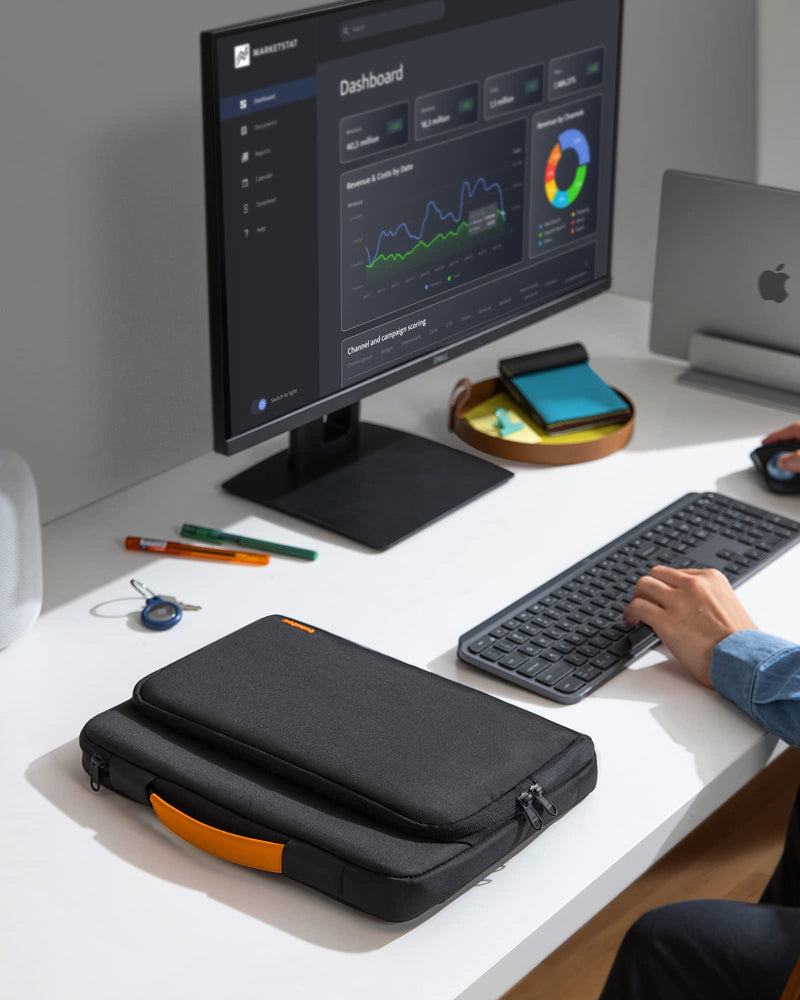 tomtoc 360 Protective Laptop Carrying Case for 14-inch MacBook Pro M3 A2992 A2918 M2/M1 Pro/Max A2779 A2442 2023-2021, 12.9-inch iPad Pro 3rd-6th Gen, Water-Resistant MacBook Accessory Bag Sleeve 14-inch for MacBook Pro Black