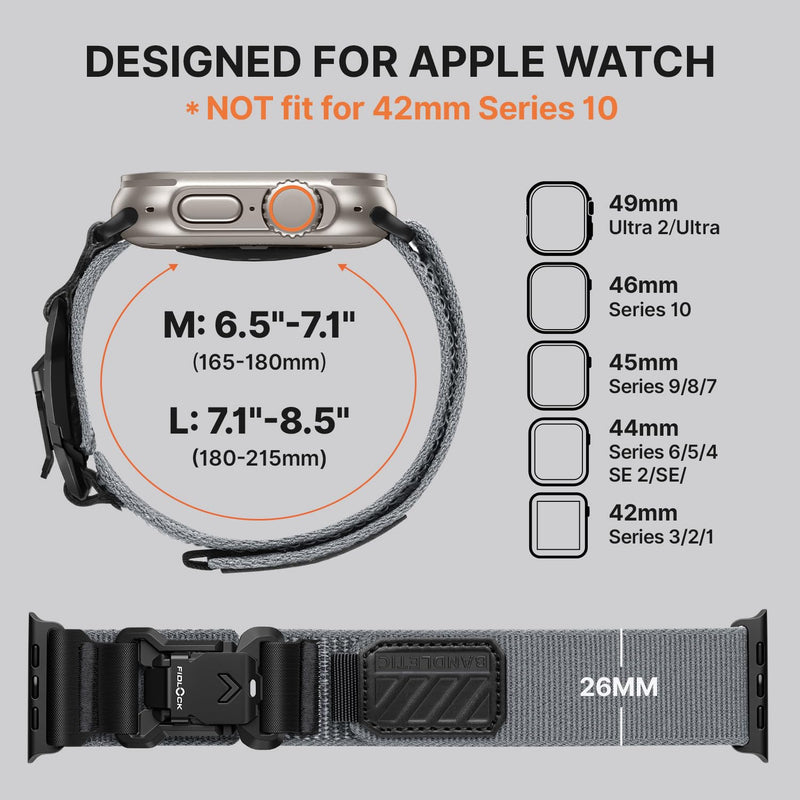 Bandletic Fidlock Magnetic Band and Nylon Strap Compatible with Apple Watch