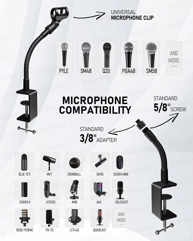[AUSTRALIA] - 13-INCH Flexible Gooseneck Microphone Stand with Heavy Duty Desk Clamp for Podcast, Meetings, Lectures, Radio Broadcasting Studio, Live Broadcast Equipment, TV Stations 13-INCH 