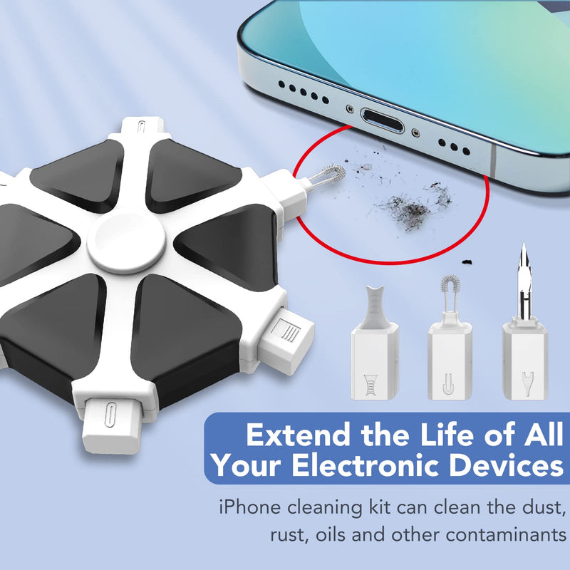 iPhone Cleaning Kit iPhone Cleaner, Charging Port Cleaning Multi-Tool Phone Repair & Restore Lightning Port Cell Phone Cleaner for iPhone iPad, Speakers,Earbuds, Cable, USB C Port AirPods White Silicone