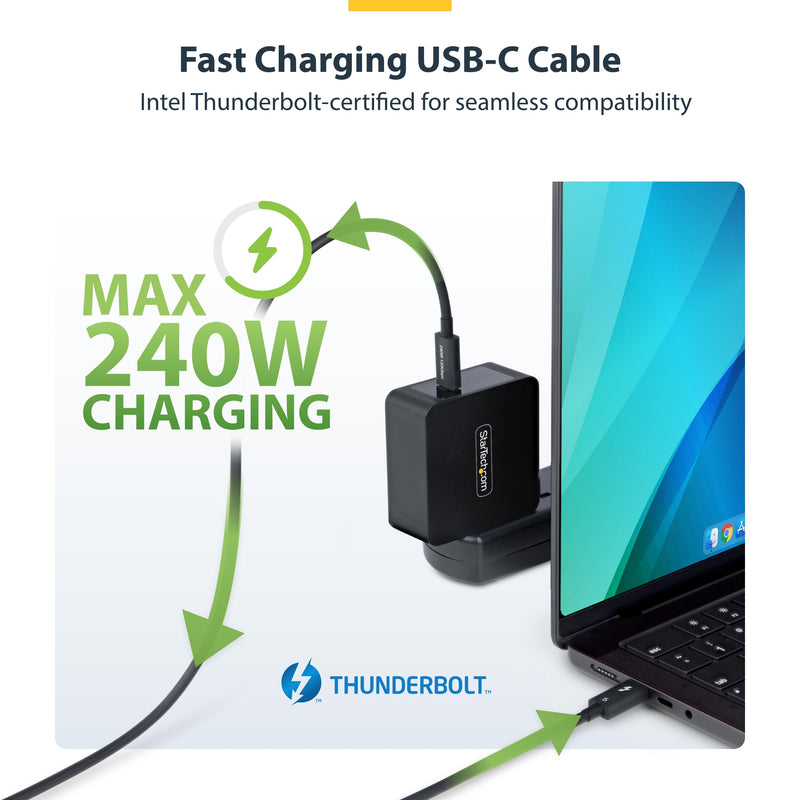StarTech 2.6ft/80cm Thunderbolt 5 Cable USB-C 80Gbps 240W PD 8K 60Hz | USB-C to USB-C, 120Gbps Boost, Thunderbolt Certified, Compatible with Thunderbolt 4, DP 2.1 Alt Mode