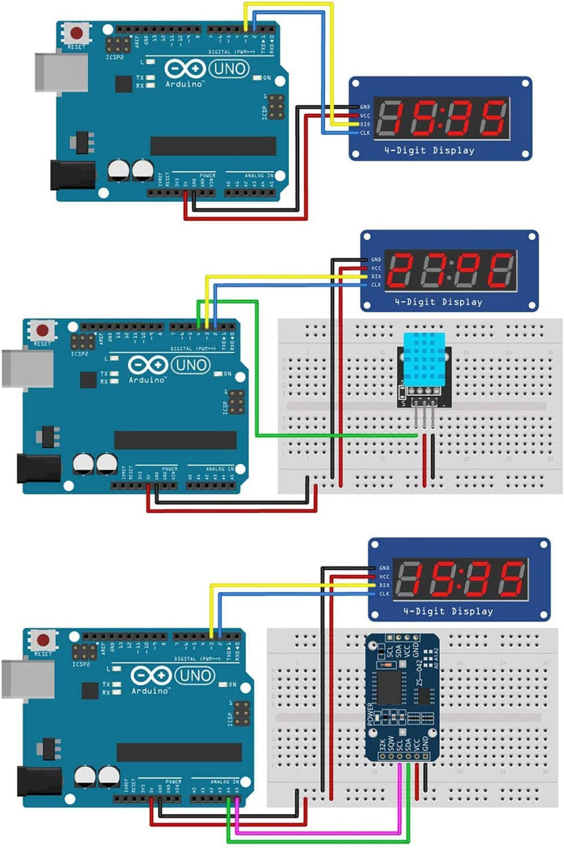DUBEUYEW Display Module TM1637 0.36 Inch 4 Character 7 Segment 4 Bits Red Digital Tube for Arduino Driver Board (Pack of 4)