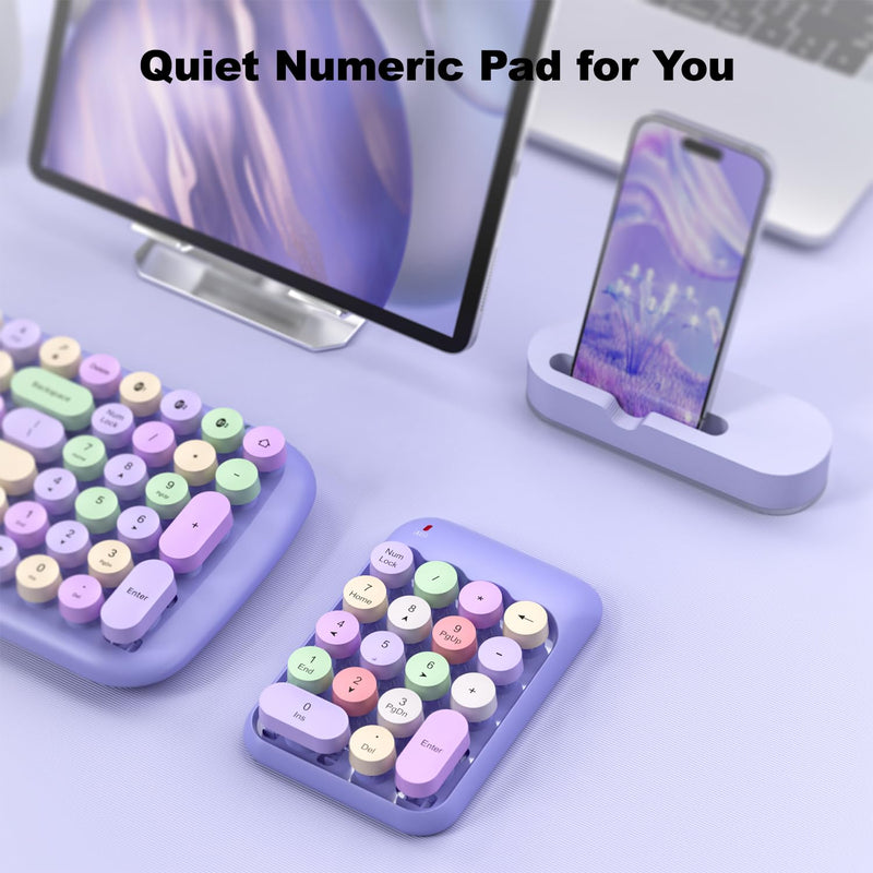 [AUSTRALIA] - Wireless Number Pads, Cute Colorful Numeric Keypad Numpad Portable 2.4 GHz Financial Accounting Number Keyboard Extensions, 18 Key Number Numpad for Laptop Desktop, PC (Purple) Purple 