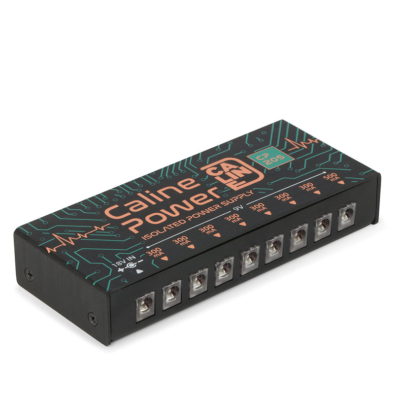 Caline CP-205 Guitar Pedal Power Supply, DC 9V True Isolated Pedalboard Power Supply with 8 Totally Isolated Outputs(300mA/500mA), Noiselessly