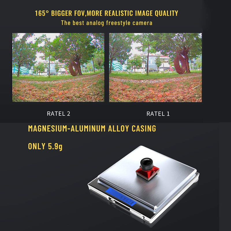 SoloGood Caddx FPV Micro Camera Ratel2 Starlight 1200TVL 1/1.8'' 2.1mm NTSC PAL 16:9 4:3 Switchable Super WDR for FPV Racing … Caddx Ratel 2 （upgraded version）