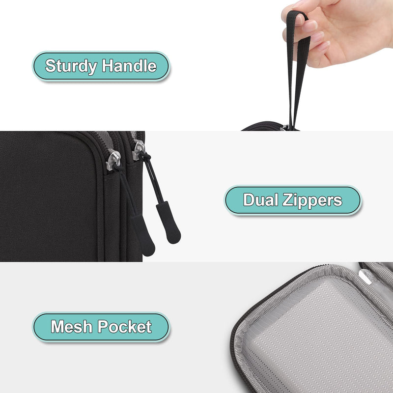 Elonbo Electronic Organizer, Travel Cable Pouch Bag Electronics Accessories Carry Case Portable Tech Gadgets, Double Layers All-in-One Storage Bags for Cables, Cord, Charger, Earphone, Black