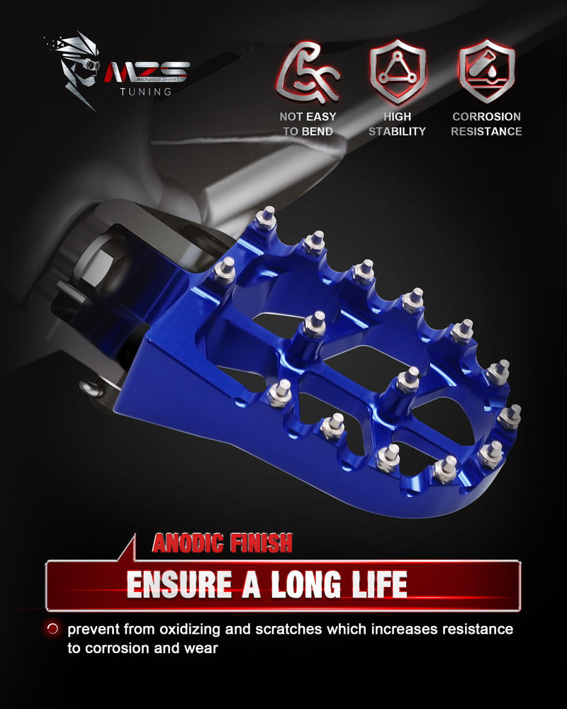 [AUSTRALIA] - MZS Dirt Bike Foot Pegs, CNC Motocross Footpeg MX Footrest Rest Pedal Blue Compatible with YZ65 YZ85 YZ125 YZ250 YZ250F YZ125X YZ250X YZ426F YZ450F YZ450FX YZ250FX WR250F WR450F YZ 65/85/125/250/250F/250X/426F/450F, WR 250F/450F 