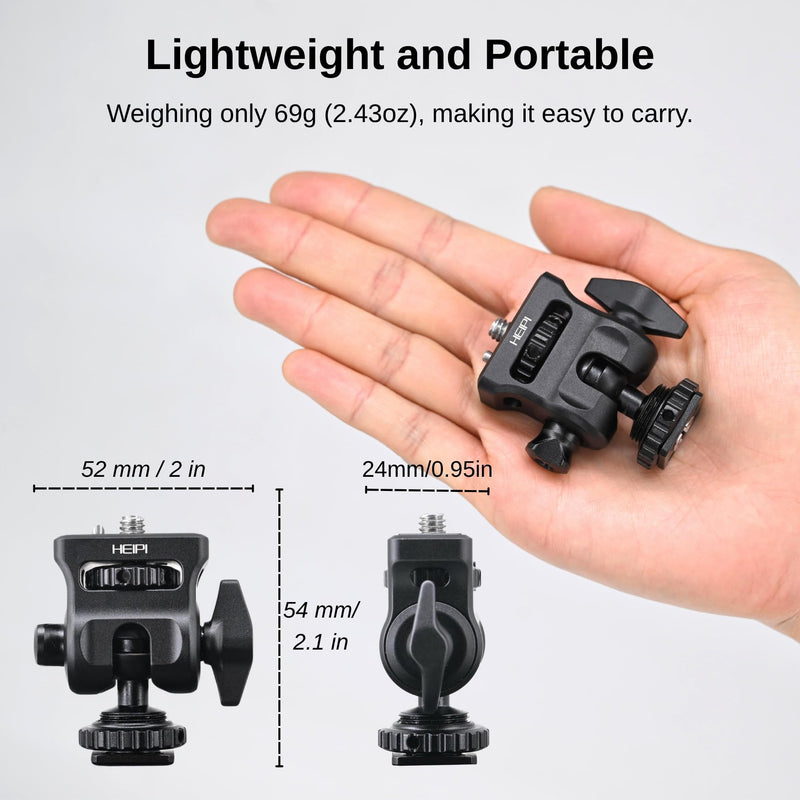 [AUSTRALIA] - HEIPI Field Monitor Mount with Cold Shoe Mount Swivel 360° and Tilt 180°, Holder for Camera Monitor Mount, LED, Flash and Video Shooting Photography Accessories, Max Load Capacity 7.7lbs 