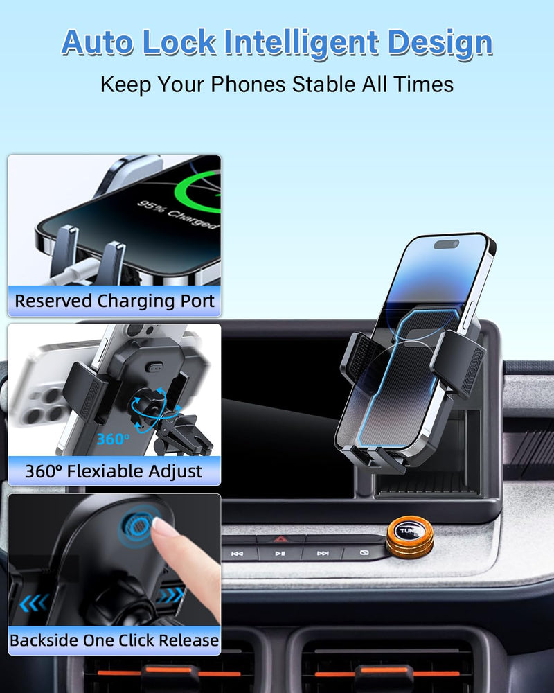 PZK Cubby Insert Auto Lock Car Phone Holder for Ford Maverick 2022-2024 | One Button Release Car Phone Mount With Stroage Box Trunk Dash Mount Hands Free 360° Rotation for Maverick Truck Ford Maverick 2022-2024（Cubby Insert Box)