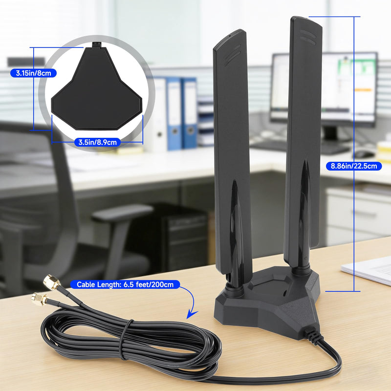 [AUSTRALIA] - Eightwood WiFi 7 Antenna Tri-Band 6GHz 5GHz 2.4GHz RP-SMA Antenna with Magnetic Base for PC Desktop Computer Gaming Motherboard PCIe Bluetooth Card WiFi 7 Router wifi 7 antenna/rp-sma connector 