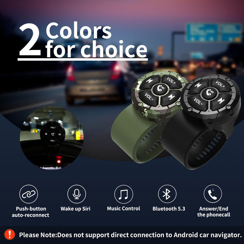 [AUSTRALIA] - Bluetooth Media Button Remote,Waterproof Wireless Music Controller for Car Bike Motorcycle,Steering Wheel Control Button Compatible for iPhone/Android Phone Black 