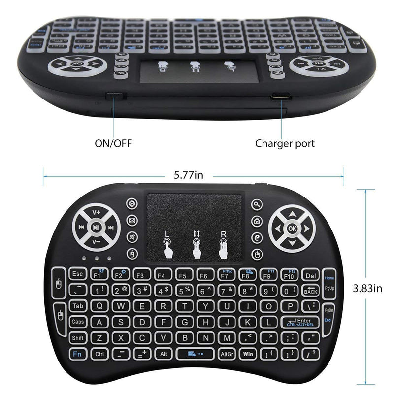 BIFANS 2.4G Mini Wireless Keyboard with Touchpad Mouse, Upgraded Multi Backlit, Portable Wireless Keyboard with USB Receiver Remote Control, Best for Android Smart TV Box HTPC Pad Xbox Windows Mac
