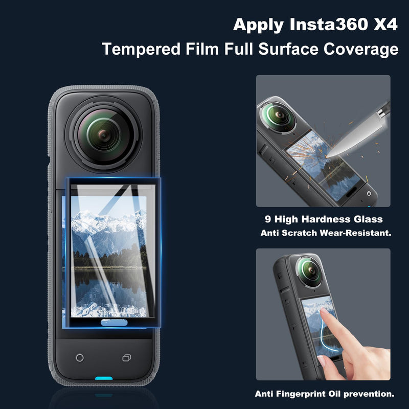 Camera Protective Accessories Kit for Insta 360 X4 Include Lens Guards Silicone Protective Case/Screen Protective/Camera Case(with Buckle) /Front Behind Lens Guards