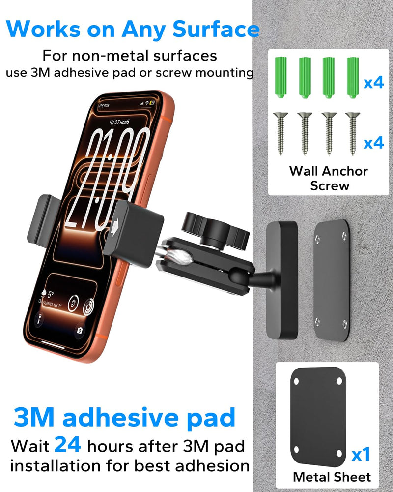 GDZN Upgraded Magnetic Tractor Forklift Excavator Phone Holder, Metal Arm | Strong Magnet, Anti-Vibration, Mounts on Front Loader, Freely Adjustable, for iPhone 17 16 15, Galaxy, 4-7" Smartphone