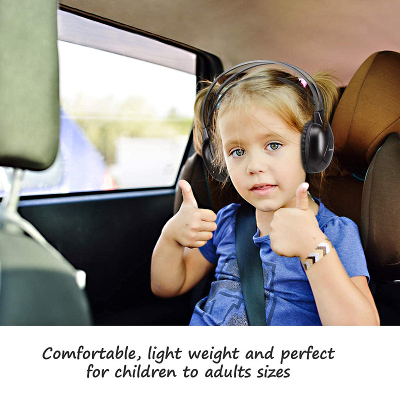 IR Wireless Headphone for uConnect VES, Town & Country, Pacifica, Odyssey, Grand Caravan, Durango, Tahoe, Suburban, Acadia,2 Channel Car DVD Headphones w/AUX Cable, Wireless&Wired,Lightweight 1-Black
