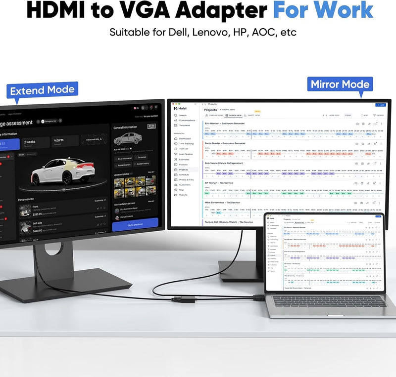 HDMI to VGA Adapter 30-Pack, Uni-Directional Gold-Plated HDMI Male to VGA Female Bulk for Monitor, Projector, HDTV, Laptop, Computer, Desktop, Chromebook, Roku, Xbox and More Black