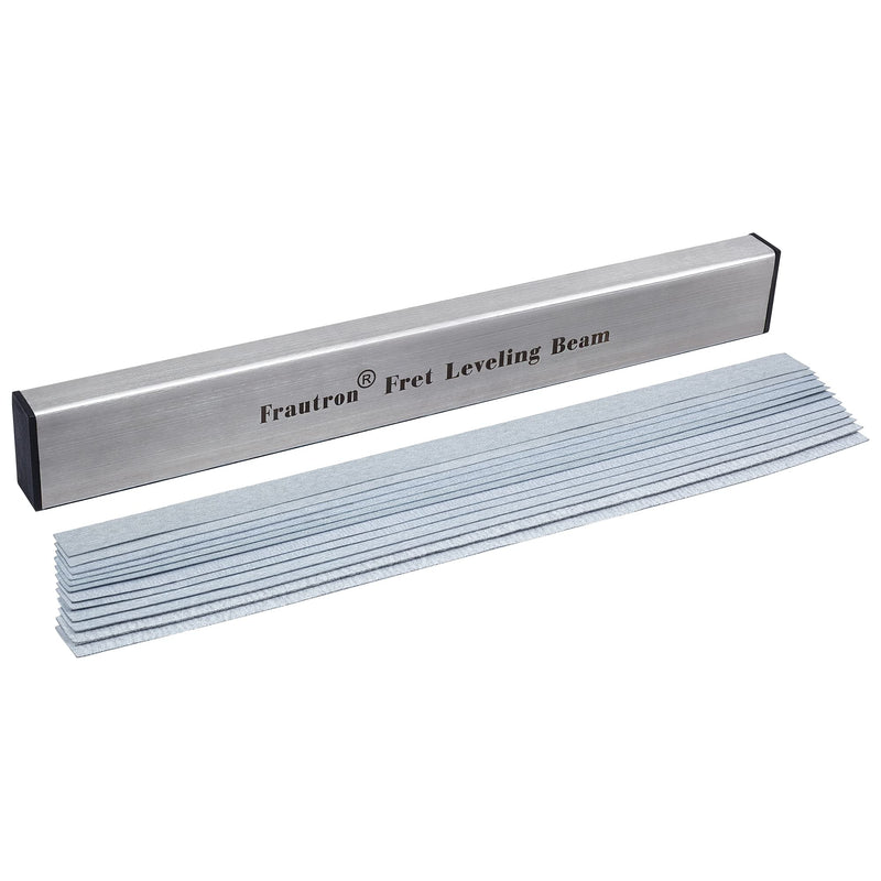 [AUSTRALIA] - Fret Leveling Beam, 16 Inch Stainless Steel Fret Leveler Sanding Block, Guitar Fret Level File Bar Luthier Repair Tool with 2-Set of 120/240/320/400/600/1000 Grit Replacement Sandpaper Stainless Steel Fret Leveler-16"x2"x1" 