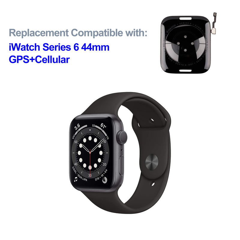 Back Cover Glass Heart Rate Part Connector Compatible with Apple Watch (6th 44mm Cellular/LTE+GPS) A2292 A2294 A2376 with Tools 6th 44mm Cellular/LTE+GPS