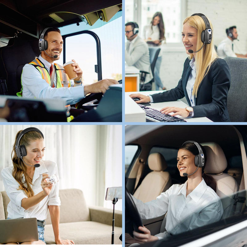 BRAMMAR Trucker Bluetooth Headset with AI Noise Cancellation Microphone, Trucker Headset with 65Hrs Talk Time & Mute Button, Multipoint Connection, Bluetooth Headsets Fit for Truck Drivers/Cell Phones Black