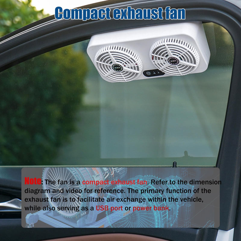 2.4v 5w Usb Charging Air Vent Exhaust Small Window Fan, 3 Levels Adjustable Window Fans with Exhaust Intake Install to Door Glass(equip Motor)