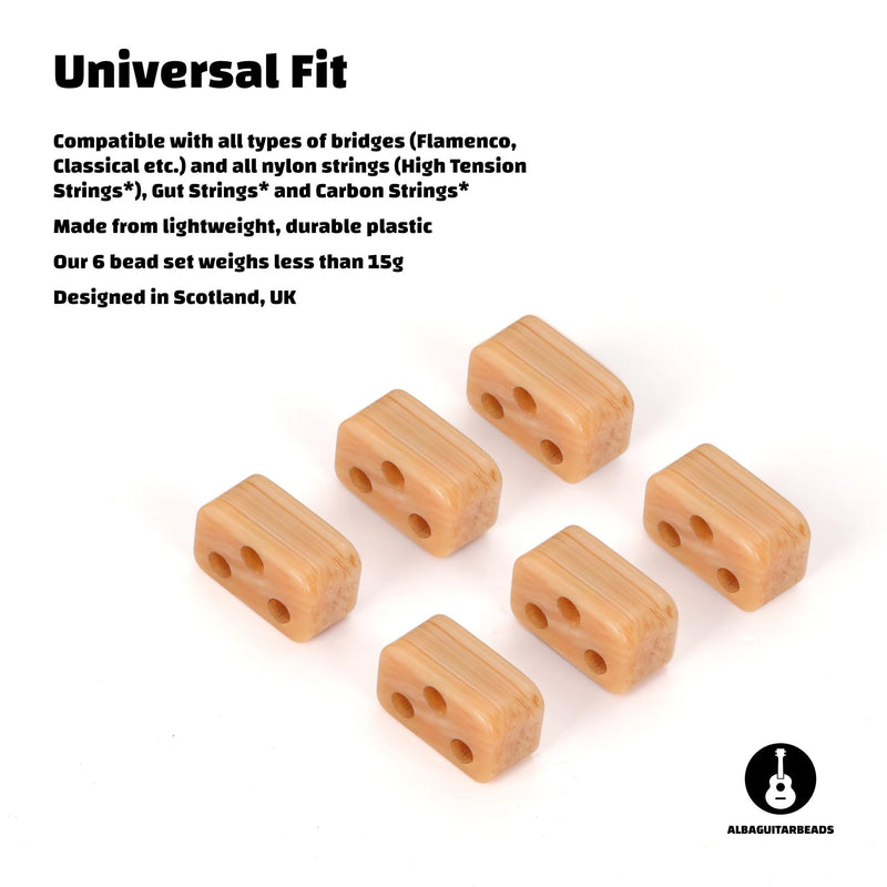 [AUSTRALIA] - Classical Guitar Beads in Light Brown Wood Pattern for Acoustic Guitar Flamenco Guitar with Nylon Strings 