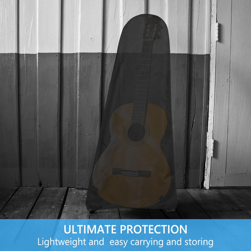 Guitar Dust Cover Protective and Storage for Acoustic Electric and Bass Guitars from Sun Dust Dirt UV Rays Moisture Water Resistant Oxford Fabrics 17"L x 5"W x 43"H Black 43 x 17 x 5 inches
