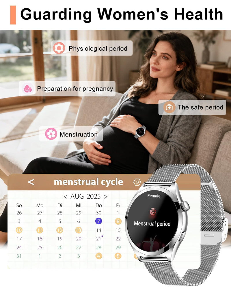 Smart Watches for Women, 1.27" TFT Touchscreen Smartwatch Answer/Make Call, Activity Fitness Trackers with 120+ Sports/HR/Sleep/SpO2 Monitor, IP68 Waterproof for Android iOS (Silver) Silver