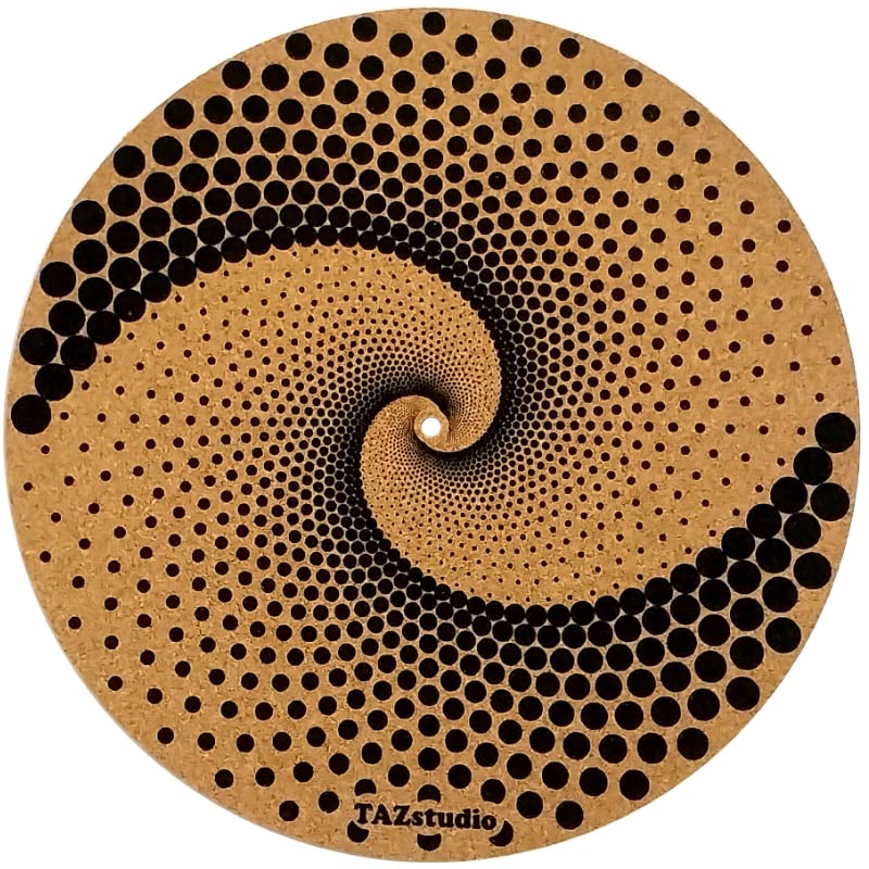 Cork Turntable Mat for Better Sound Support on Vinyl LP Record Player - Original Geometric Design Psychedelic Geometric Dot Art (3mm Thick)- m3 Dots- m3