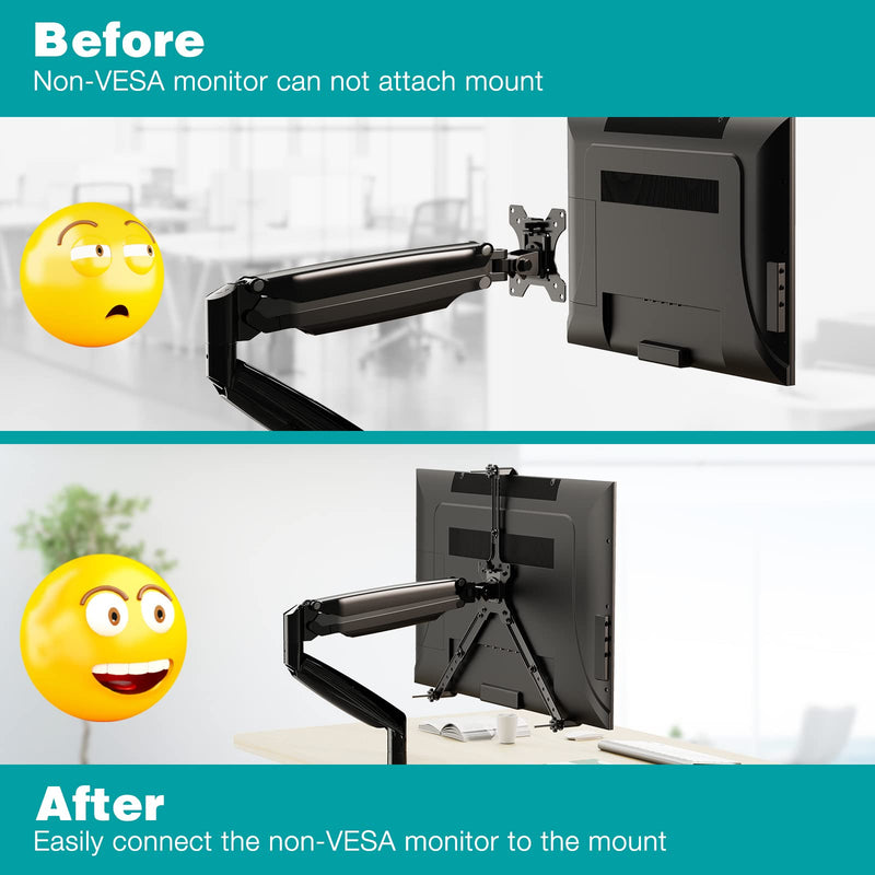 MOUNT PRO Single Monitor Wall Mount for 13 to 32 Inch Computer Screens and Universal Non-VESA Monitor Mount Adapter
