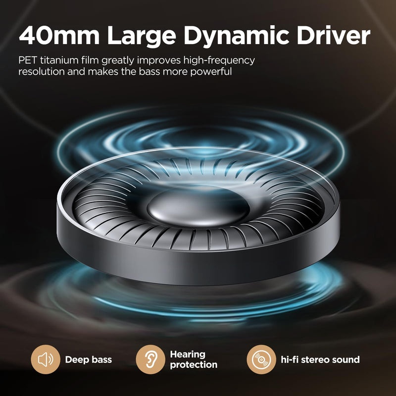 Hybrid Active Noise Cancelling Headphones 130H Wireless Over Ear Headphones | Bluetooth, Hi-Res Sound, Deep Bass, Spatial Audio, Dual Connection, Custom EQ via App, Comfortable Fit for Travel Home Office Purple