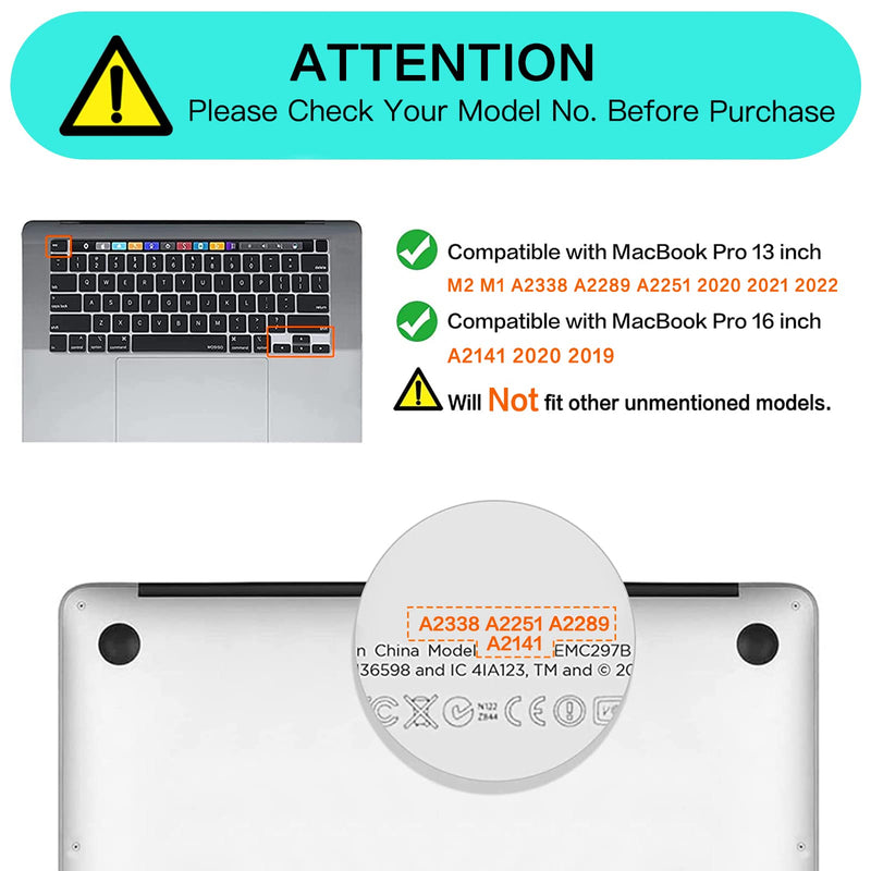 [AUSTRALIA] - MOSISO Keyboard Cover Compatible with MacBook Pro 13 inch M2 2023, 2022, 2021 2020 M1 A2338 A2289 A2251&Compatible with MacBook Pro 16 2020 2019 A2141 Touch ID,Protective Silicone Skin, Black 