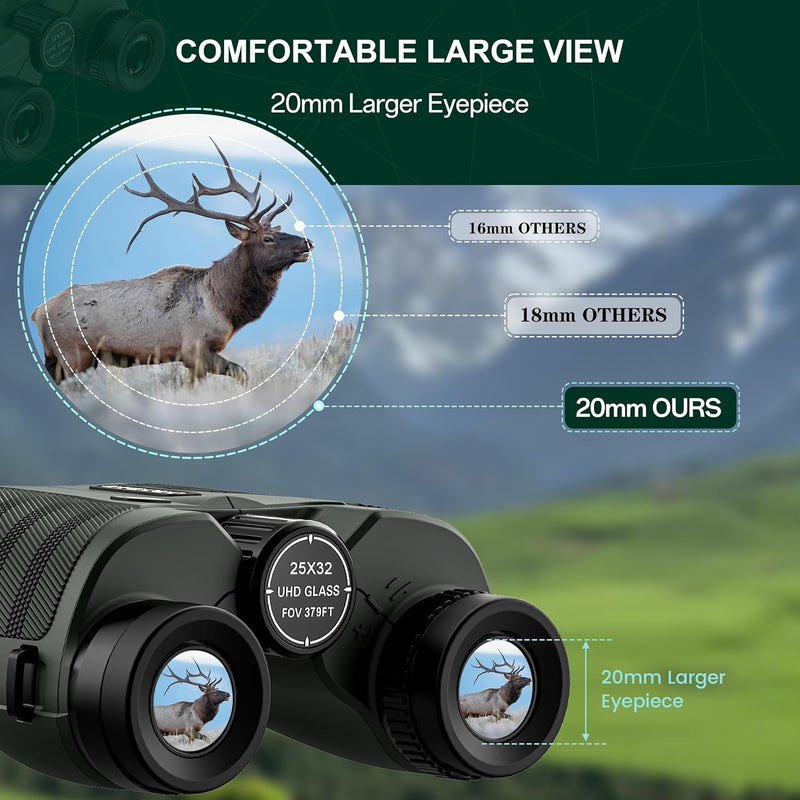 [AUSTRALIA] - 25x32 UHD Compact Binoculars for Adults High Powered - Large View Binoculars with Clear Low Light Vision - Super Bright Lightweight & Waterproof Binocular for Bird Watching Travel Hunting 25x32 