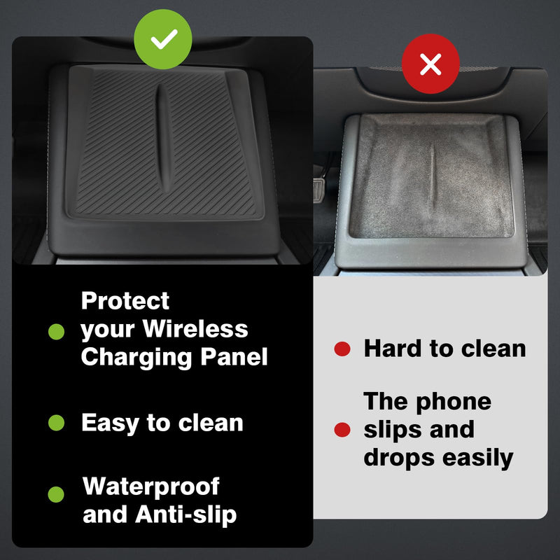 BestEvMod for Refreshed Model 3 Highland Center Console Phone Charge Area Silicone Mat Non Slip Silicone Pad Compatible with 2024 Refreshed Tesla Model 3 Highland Accessories (Black) Black