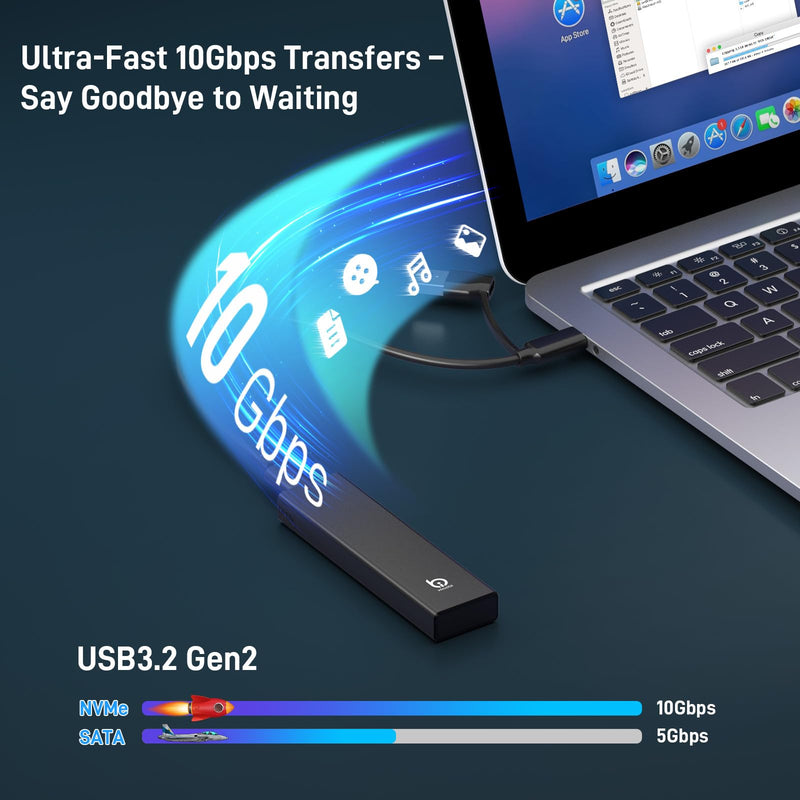 M.2 NVMe SSD Enclosure, Tool-Free Installation and SSD Enclosure with Cooling Fan, Tool-Free Installation,Full Aluminum Alloy, Sandwich Style Design