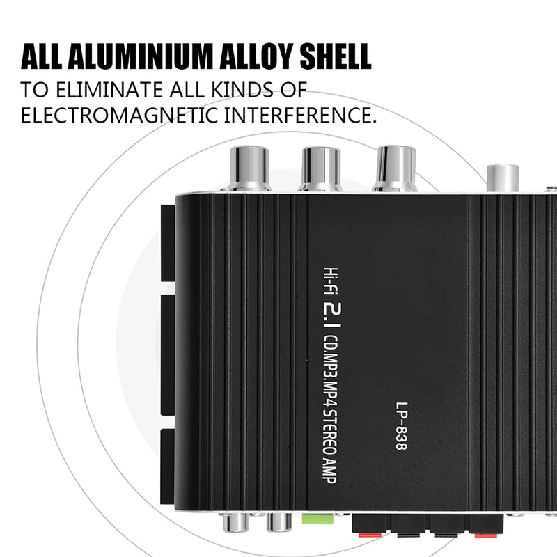 Stereo Audio Amplifier Receiver, 15Wx2 Output Stereo Bass Home Amplifiers, with 3.5mm and Port, Digital Amp for Car, MP3, MP4, CD Players (Black) Black
