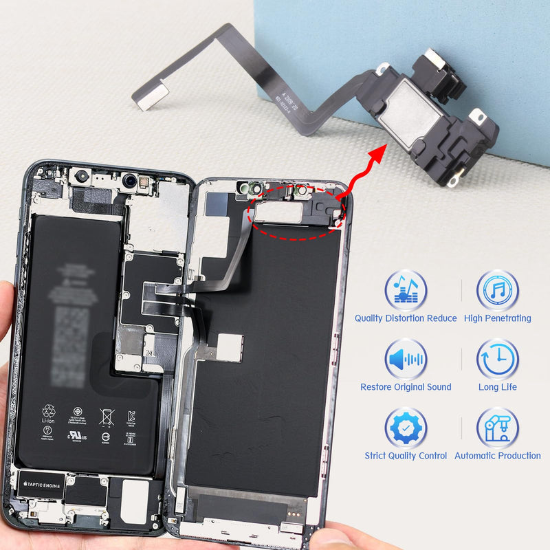 YWLRONG Earpiece Speaker for iPhone 11 Ear Speaker Replacement for iPhone 11 Speaker Replacement Light Proximity Sensor Flex Cable Earphone Speaker Assembly with Repair Tools Black-11