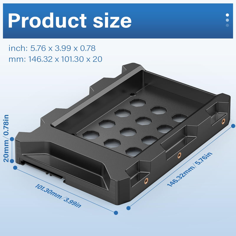 2.5 to 3.5 Inch SSD HDD Mounting Bracket, SATA III Drive Bay Adapter for 7mm 9.5mm 12.5mm Hard Drives 5 Packs
