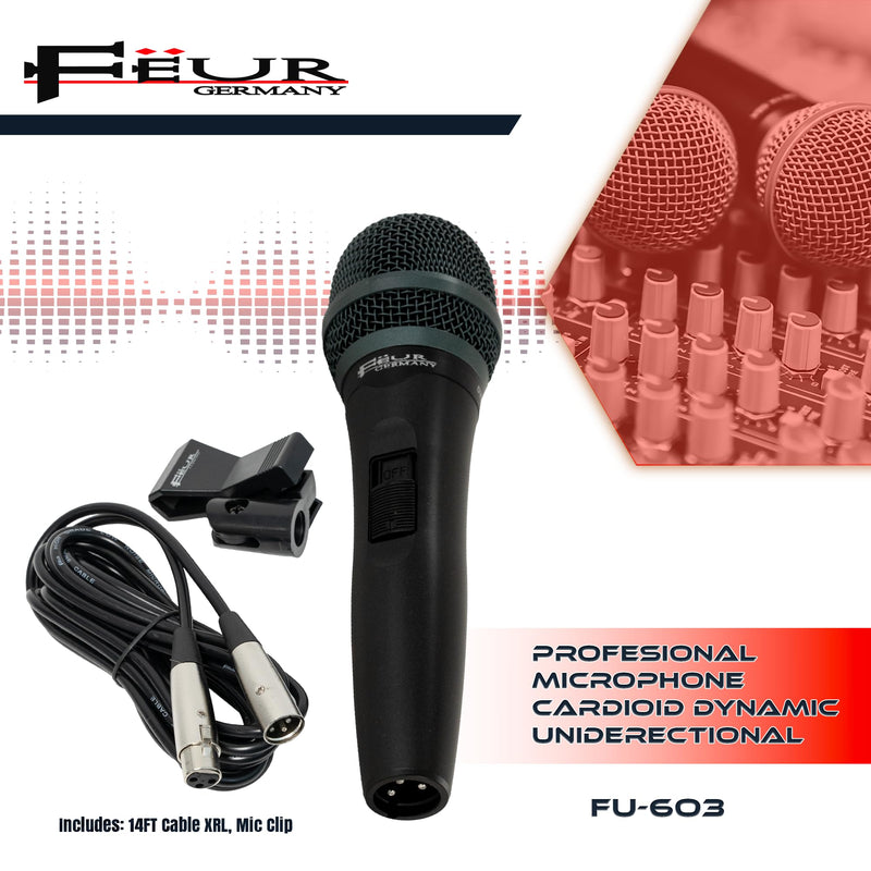 FEUR Professional Microphone Cardioid Dynamic Unidirectional Vocal (FU-603) FU-603
