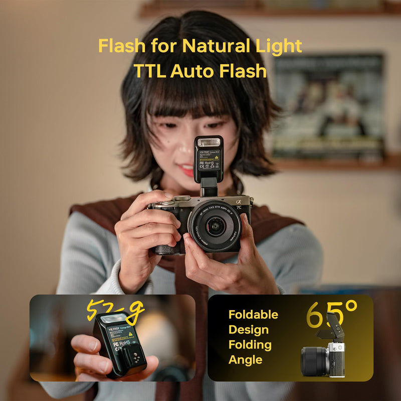 VILTROX Vintage Z2 Mini TTL On-Camera Flash for Sony, Hot Shoe Speedlite GN6, 5-Step Manual Power Control, 2 Second Recycle, 700 Full-Power Flashes 10Ws with Detachable Softbox（Black） Vintage Z2-S Flash