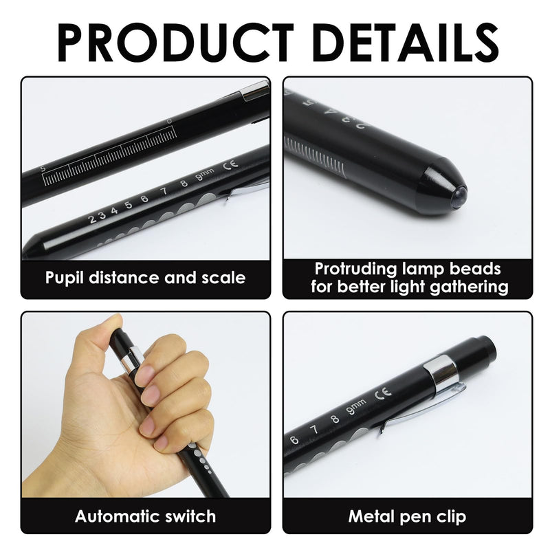 EuAcesry Pupil Light Medicine, Diagnostic Light, Reusable LED Pen Lamp with Pocket Clip, Nurse Emergency Service Accessories, LED Pen Lamp for Nurses Students Doctors Pack of 2