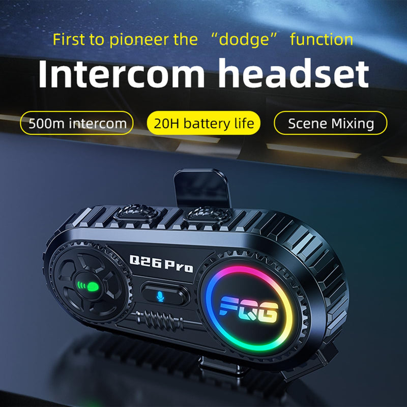 2 Pack Motorcycle Helmet Headset Bluetooth Intercom 2-Way Communication System, 1600FT Range, 18Hrs Talk Time, IP56 Waterproof, AI Voice Assistant, Detachable Design for Motorcycle Ski Snowmobile 2-Pack 2-Way Intercom Headset
