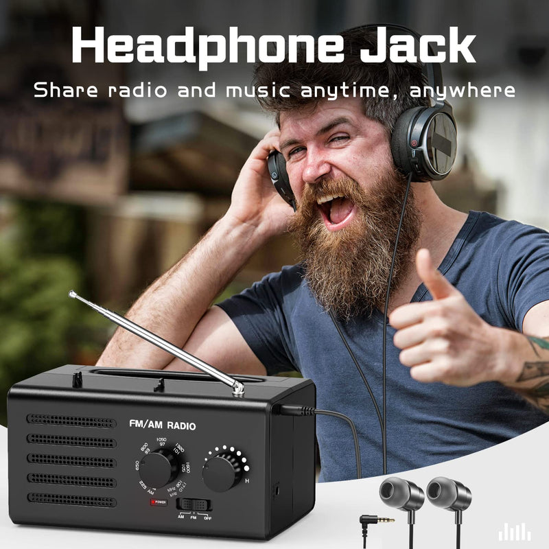 [AUSTRALIA] - AM FM Radio Portable,Goodes Transistor Radio Plug in Wall Battery Powered with Best Reception, Loud Speaker, Excellent Sound, Small Radios for Home Outdoor Office Desk Use/Decor, Gift for Elders Black 