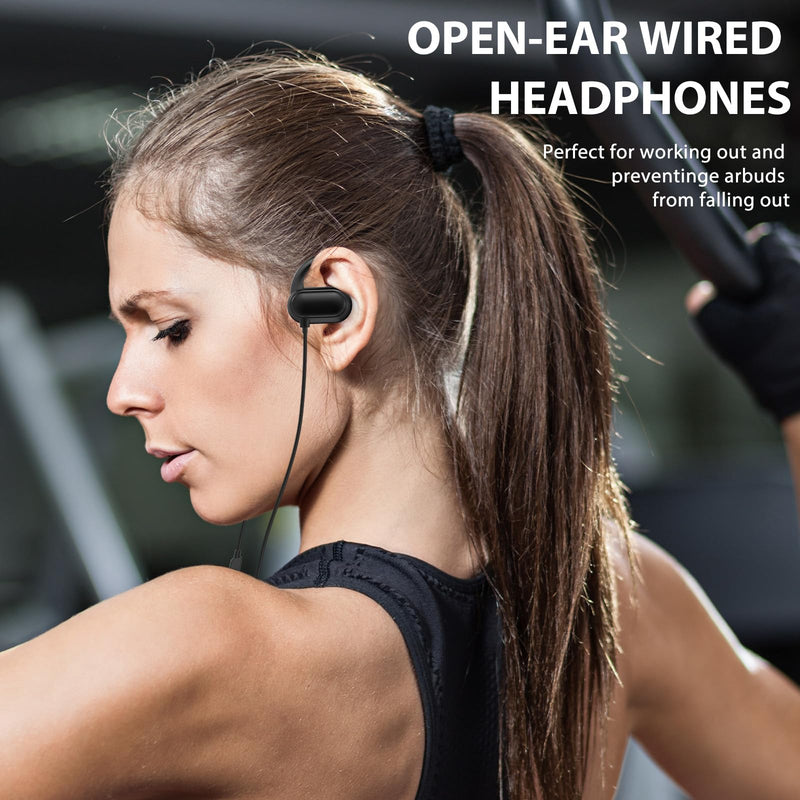 Open Ear Headphones Wired for Samsung S24 Ultra S23 Fe S22+ A35, USB Type C Earphone with Mic Over Ear Wired Earbuds with Ear Hook for iPhone 15 Pro Max Plus iPad 10 Air Pixel 8a 8 7 Pro OnePlus 12 11
