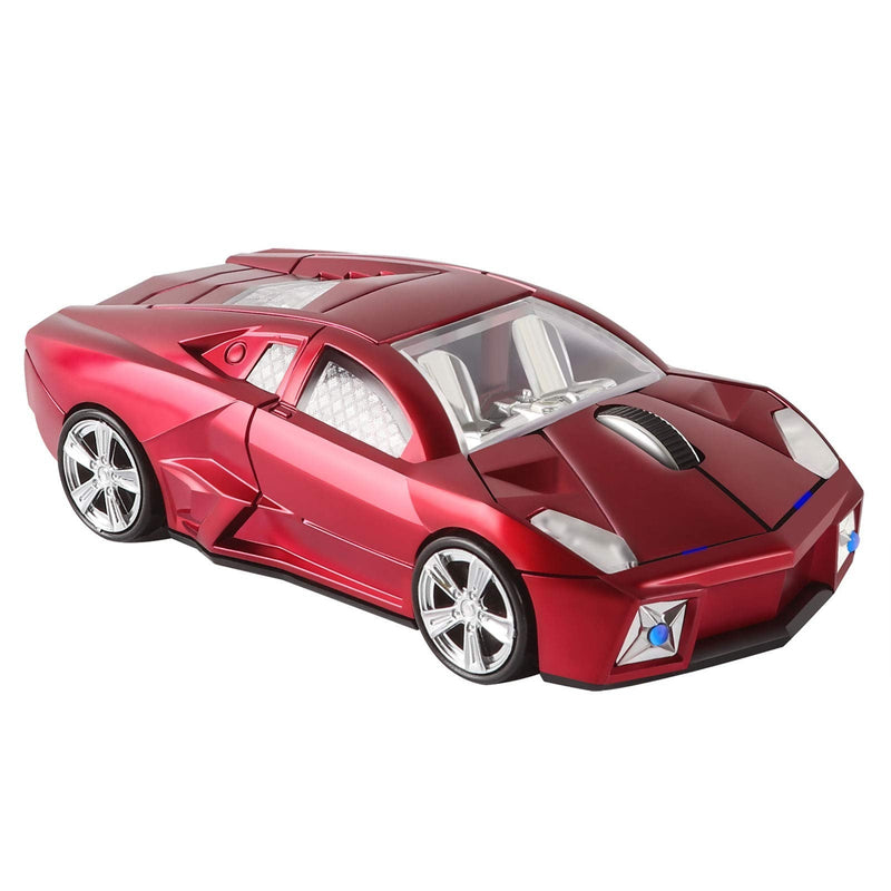 CHUYI Cool Sports Car Shaped Wireless Mouse 1600DPI Cordless Optical Mice with USB Receiver for Office School Home Travel, for PC Laptop Computer Gift (Red-1 Pack) Red