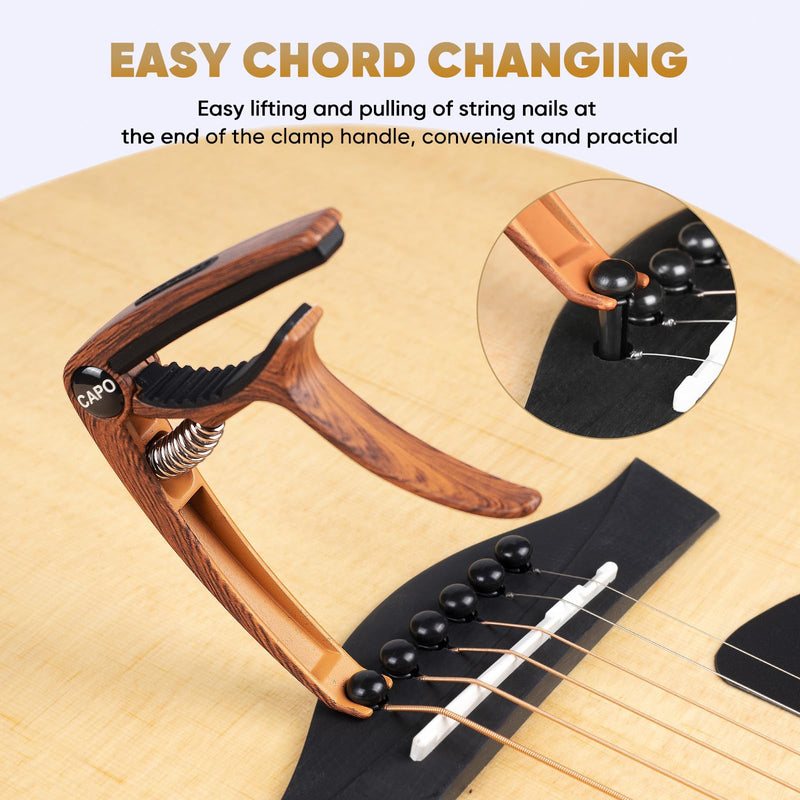 Guitar Capo, 3in1 Zinc Metal Capo for Acoustic and Electric Guitars (with Pick Holder and 4Picks),Ukulele,Mandolin,Banjo,Guitar Accessories (Black) black