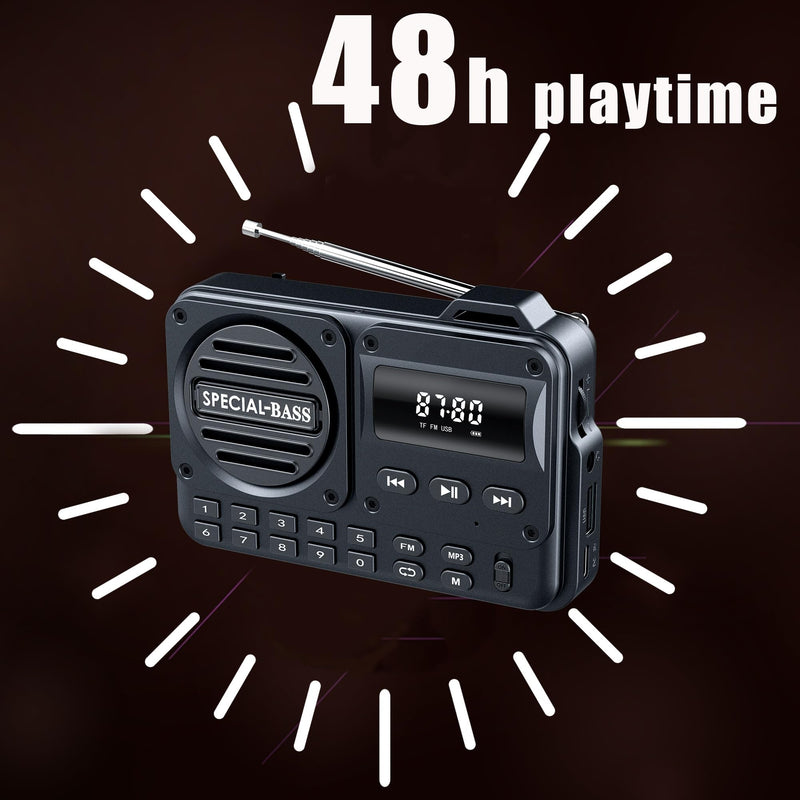 Pocket Radio FM USB-C Charging 2000mAh Rechargeable Excellent Reception Clear Speaker and Headphone Jack,LCD Screen,FM Radio for Walk/Jogging/Gym, Bluetooth/TF.(NO AM) (Turquoise) Turquoise
